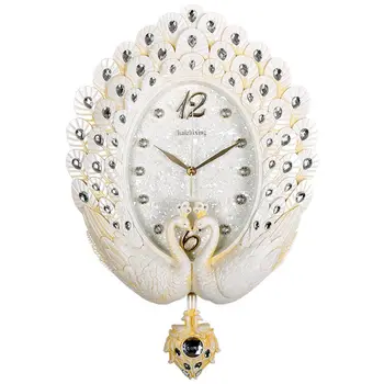 

European-style Living Room Wall Clock Nordic Peacock Wall Watch Mute Large Clock Home Bedroom Creative Decorative Wall Clock