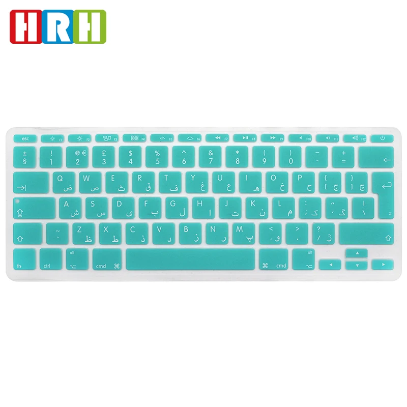 HRH 유럽 영국 아랍어 알파벳 소프트 실리콘 키보드 보호대 커버, 맥북 에어 11.6 11 인치 A1465 A1370 스킨 프로텍터, 100 개