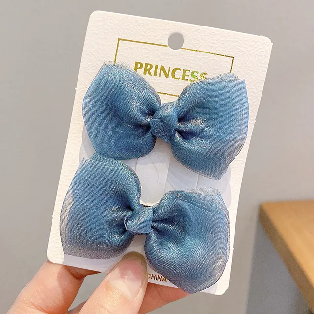 2PCS/onePair  Bow Headgear Cute Sweet Little Girl Hair Accessories Summer Girls Net Red Clips Baby Hairpins Children Hair Clips 08