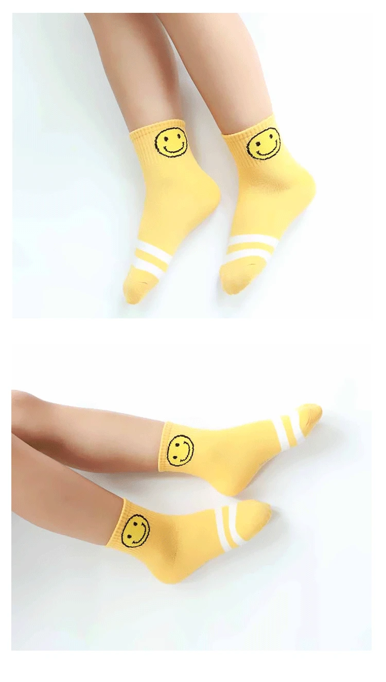 Autumn& Winter Smiley CHILDREN'S Socks Combed Cotton Men And Women Child Tube Socks Primary School STUDENT'S Socks Cartoon Baby