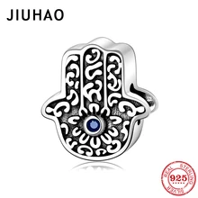 Подлинный 925 пробы Серебряный талисманы рука Фатимы s fit для женщин Pandora Браслеты Ожерелья DIY серебряные ювелирные изделия