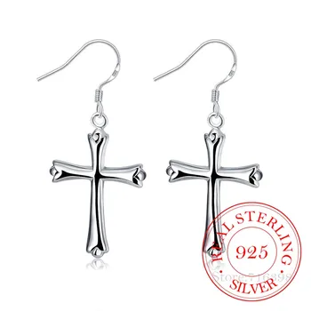 

Korean 925 Sterling Silver Personality Classic Cross Vintage Long Drop Dangle Earrings For Women 2020 Engagement Wedding Jewelry