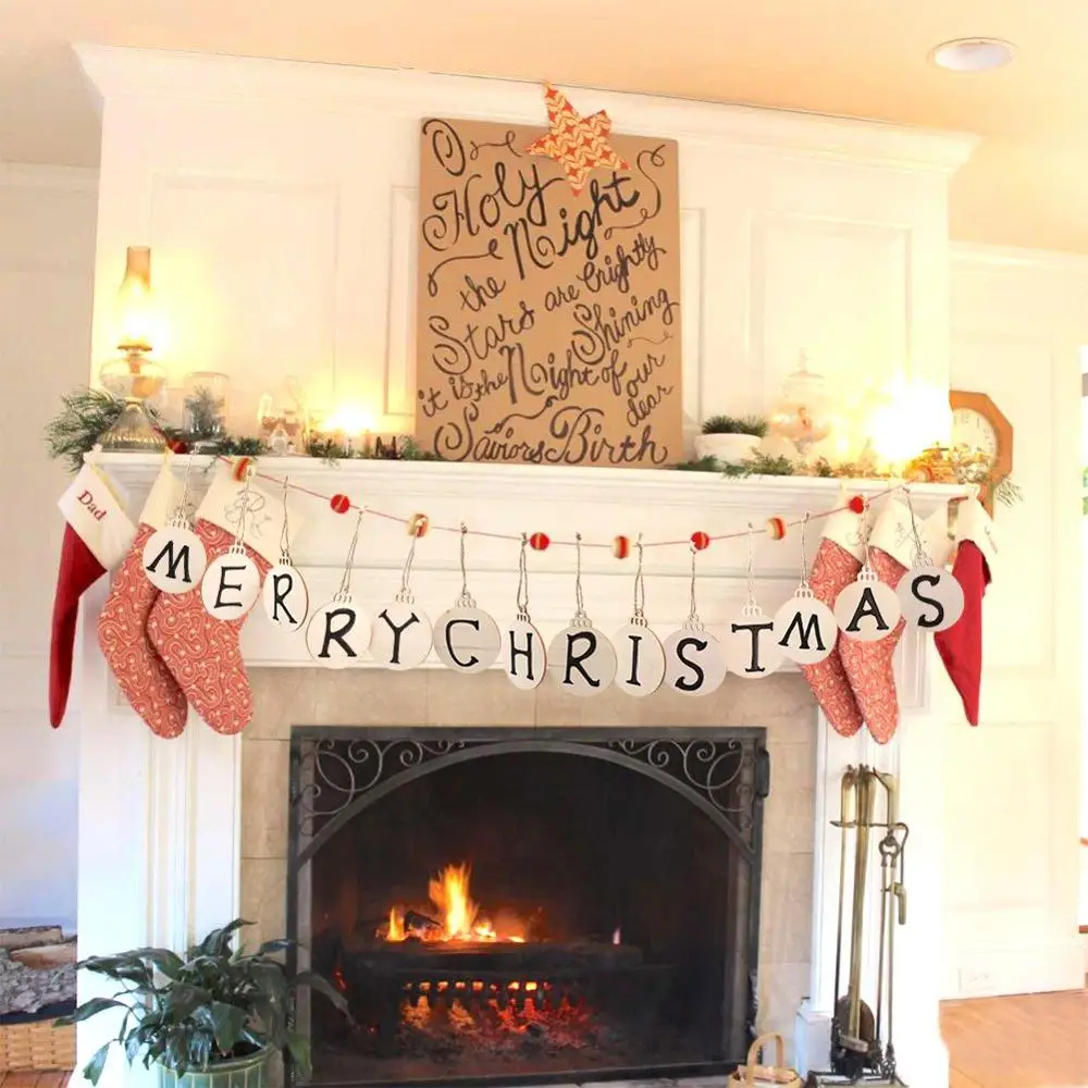 Christmas Decorations for Tree DIY Wooden Pendants Christmas Decorations Ornaments for Home Christmas Gifts 50pcs