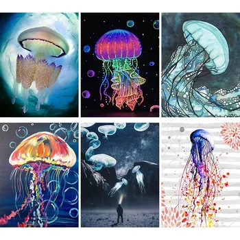 

DIY Animal Diamond Painting Jellyfish Cartoon Diamond Embroidery Bubble 5D Full Bead Rhinestone Mosaic Sale Room Decor Gift U13