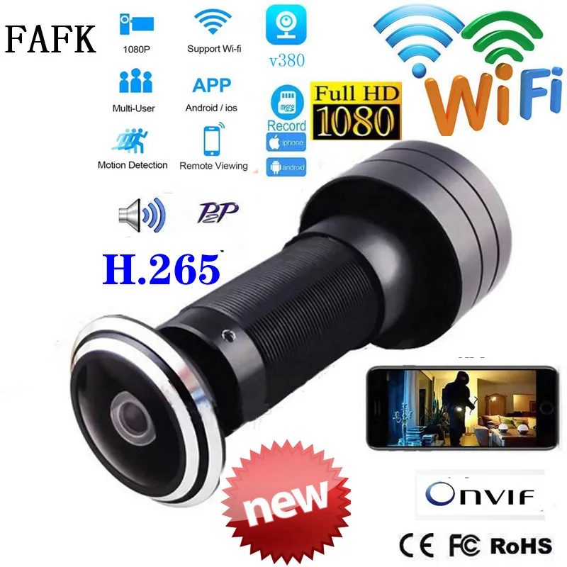 V380 Door Eye Hole Security 1080P HD 1.7mm Lens Wide Angle FishEye CCTV Network Mini Peephole