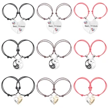Хороший друг из двух частей девушка браслет сшивание сердце кулон сплетни форма кожаный канат материал модные ювелирные изделия прямые продажи