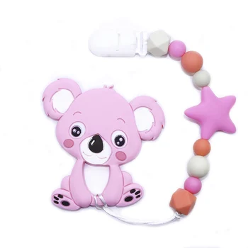 

BOBO.BOX Silicone Teether Pacifier Chain Clip Silicone Teether Koala Baby Shower Gift Teething Necklace Silicone beads BPA Free