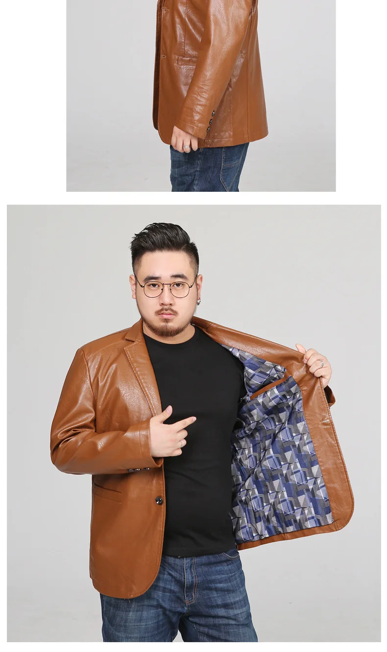 L-8xl, осенняя одежда, стиль, мужское кожаное пальто, искусственная кожа, костюм, куртка большого размера, толстое повседневное пальто