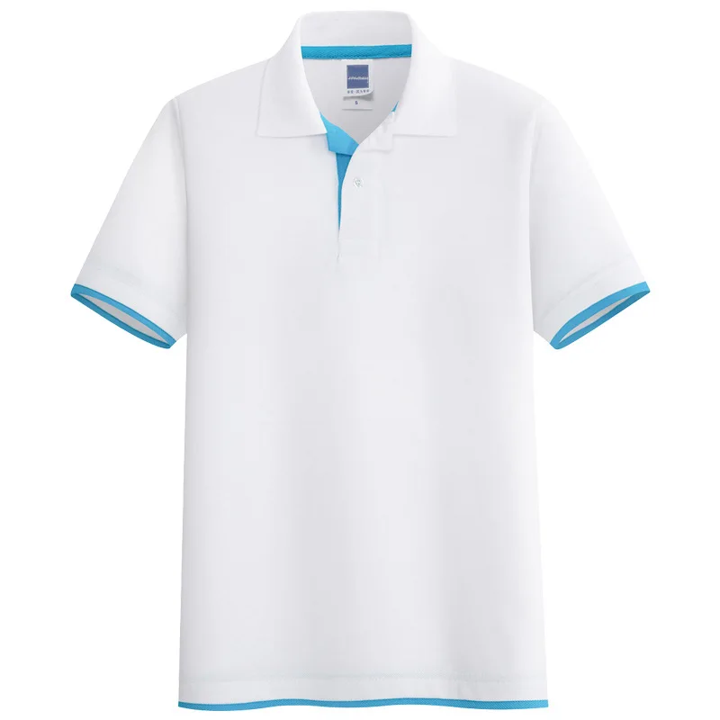 White LightBlue Хлопок, мужские Поло, Брендовые повседневные рубашки с коротким рукавом, высокое качество, одноцветные поло, дышащие топы, размер S-3XL; YA288 - Цвет: White LightBlue