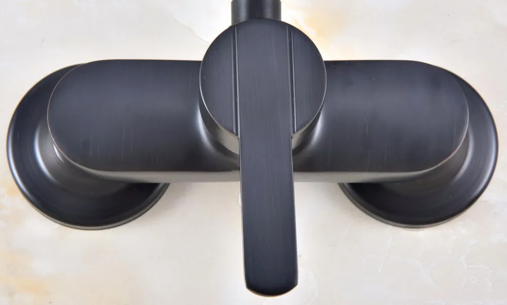 Black Oil Rubbed Brass Wall Mounted Single Handle Lever Bathroom Kitchen Sink Faucet Mixer Tap Swivel Spout anf845