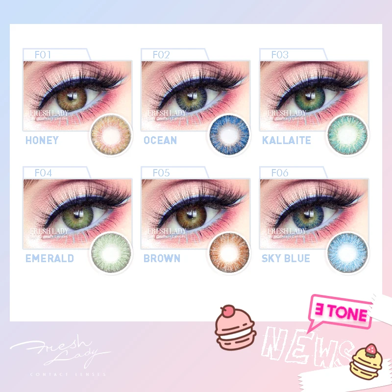

Three tone Big Eye Makeup Contact lens Soft Color Contact Lenses 1 Pair=2PCS Colored Eye Lenses