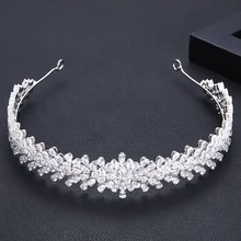 Роскошные сверкающие тиара свадебная для невесты кубического циркония белая циркониевая Корона повязка на голову для женщин девушки партии