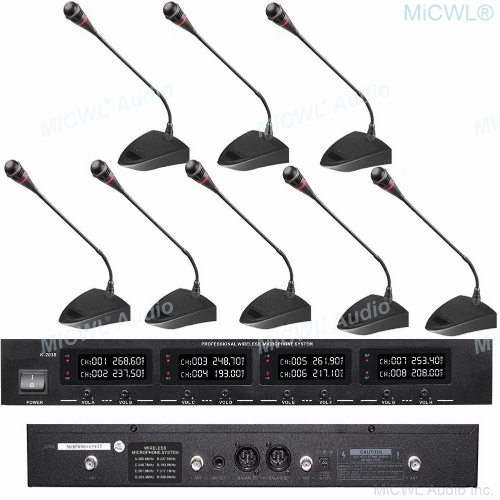 Micwl Digital Wireless 8 Desktop Gooseneck Conference Microphone System Meeting Room 8 Table