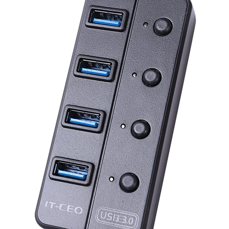 Мульти USB 3,0 концентратор 4 порта Высокоскоростной тонкий компактный расширительный смарт-разветвитель ВКЛ/ВЫКЛ