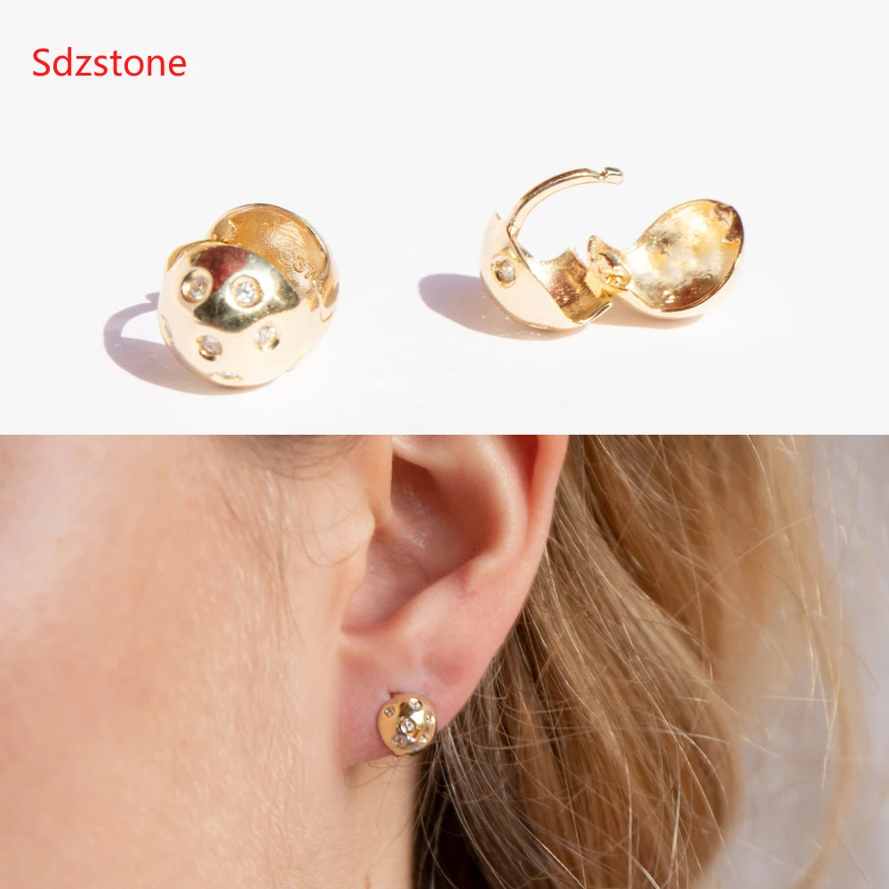 Sdzstone модные золотые цвета AAA CZ круглый элемент Клипсы Серьги для женщин Дешевая заводская цена