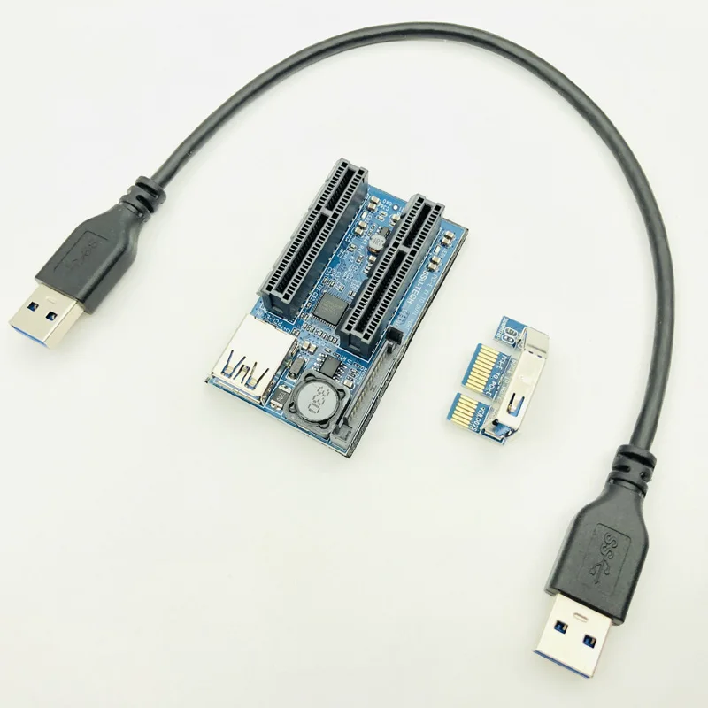 Добавить на карту Райзер-карта PCIE адаптер PCI Express USB 3,0 Raiser Riser PCI-E удлинитель PCIE X1 в двойной порт PCI E X4 карта расширения