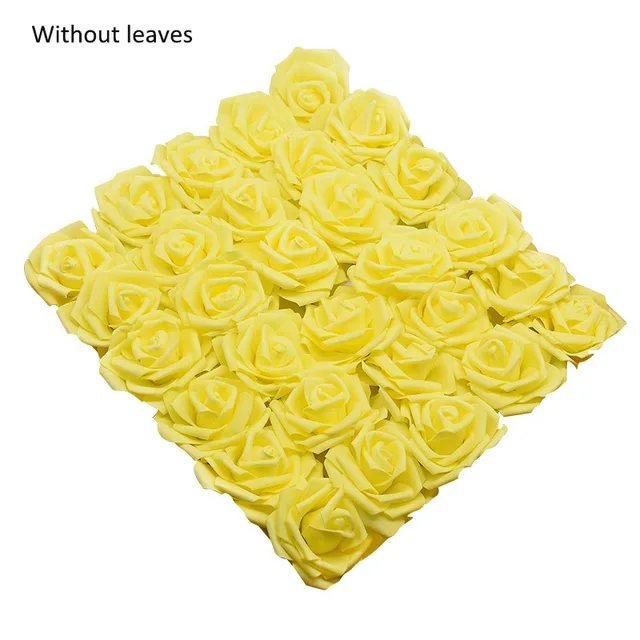 10/20/30 Heads 8CM Artificial PE Foam Rose Flowers Bride Bouquet Flower For Wedding Party Decorative Scrapbooking DIY Flower F15 Yellow