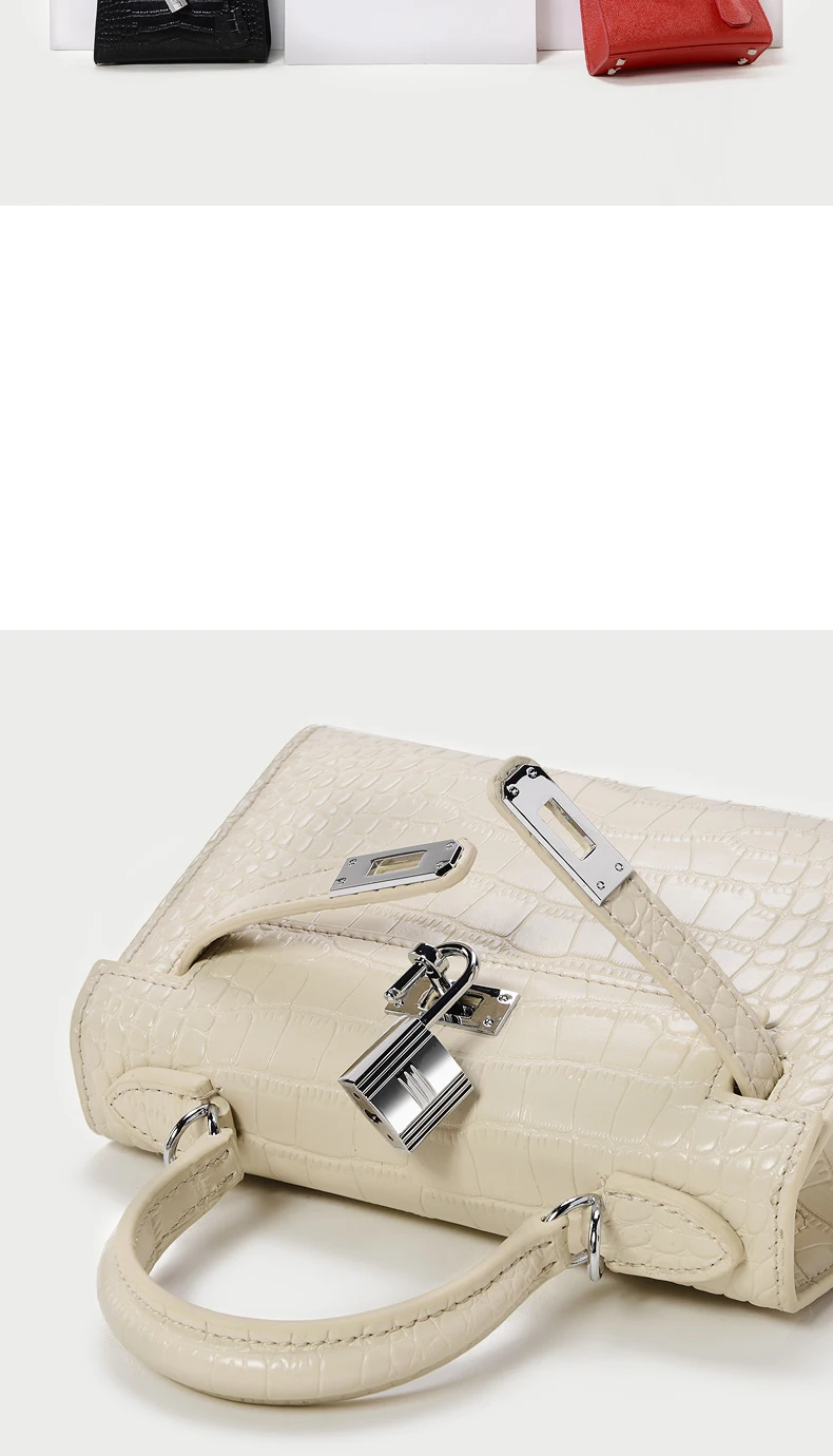 Nuleez маленькая сумка из крокодиловой кожи с замком для шарфа, крокодиловая сумка через плечо, сумка-тоут из натуральной кожи, украшение замком, длинный ремешок