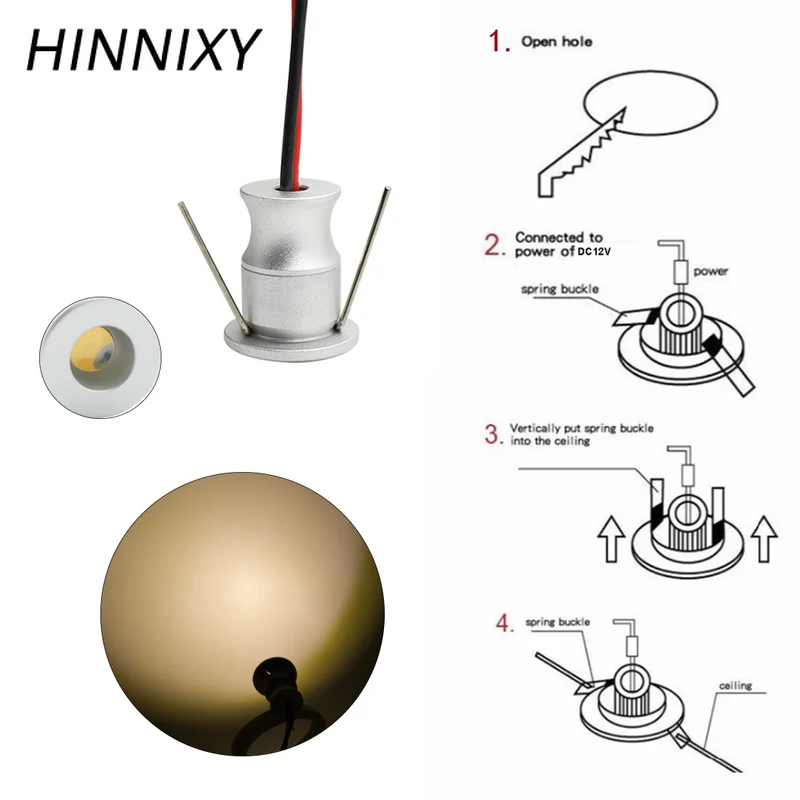 Светодиодный мини светильник Hinnixy IP65 водонепроницаемый точечный для шкафа 12 в