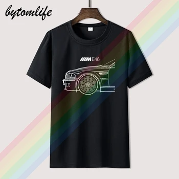 

2020 BMW E46 Mpower T Shirt For Men Limitied Edition Men's Black Brand T-shirt Cotton Tees Amazing Short Sleeve Tops