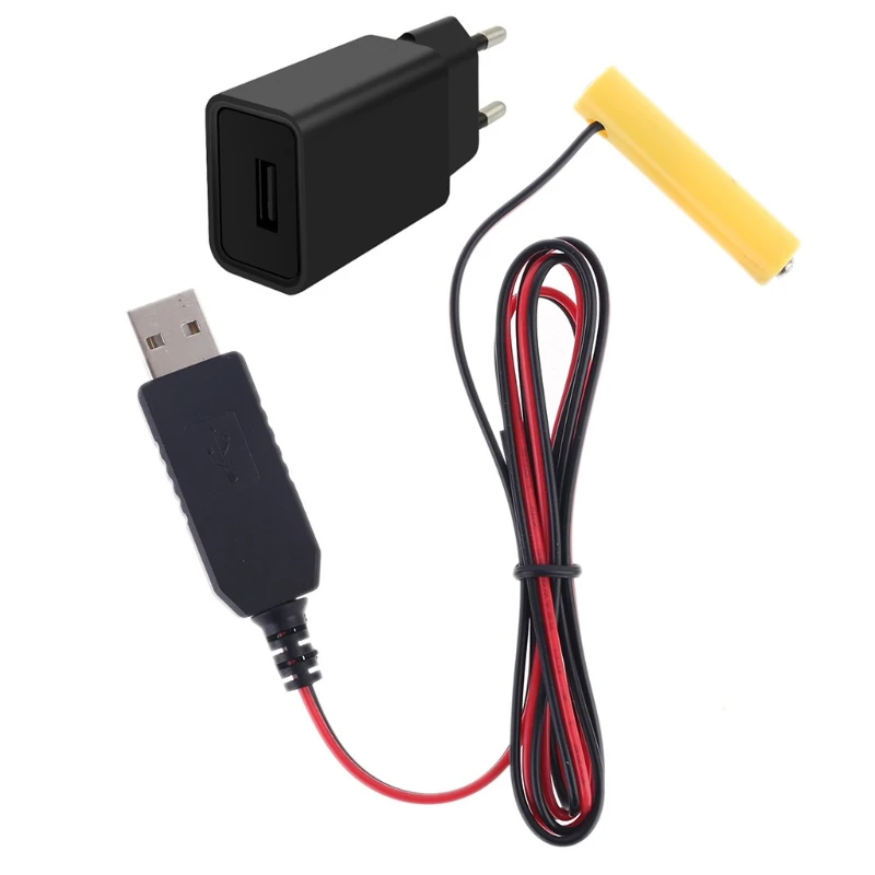 

EU Plug USB Power Supply Convert to AAA Battery Eliminator Can Replace 1-4pcs 1.5V LR03 AAA Battery Elimination Cable