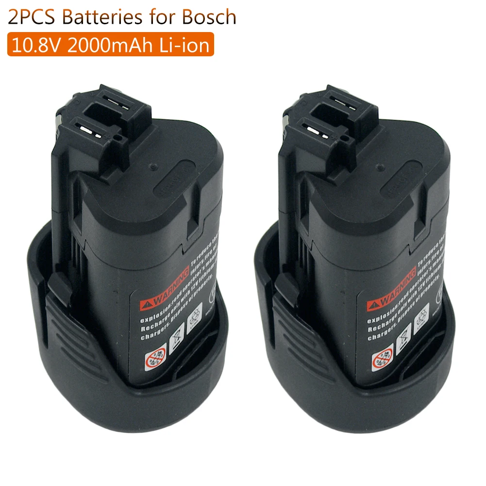 2pcs 10 8v 12v 2000mah Li Ion Power Tools Battery For Bosch Bat411