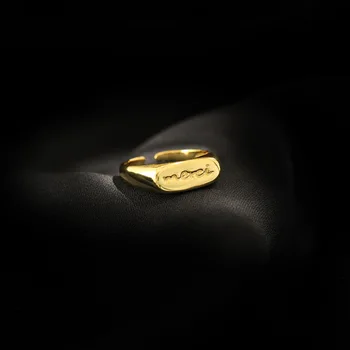 

Korean Version of the S925 Sterling Silver Ring Ins Retro Letters Ring Joint Weijie Opening Ring Personality Ring