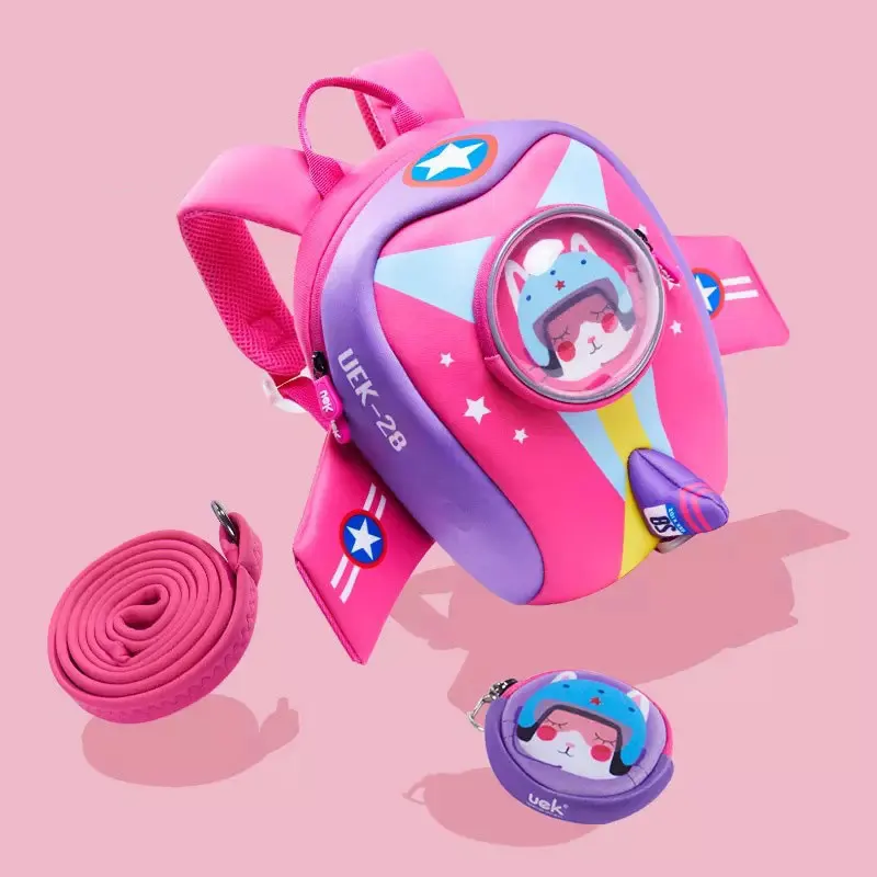 pink Школьные сумки для детей, рюкзак с объемным рисунком самолета для девочек и мальчиков, сумки с самолетами, mochila infantil Escolares - Цвет: pink