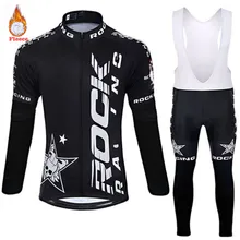 Мужской зимний термо велосипедный костюм рок с длинным рукавом Велоспорт Джерси Набор Ropa Ciclismo мотобайк; велорубашка велосипедная форма