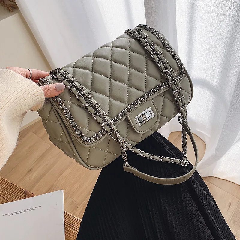 

France Non-mainstream Bag Women's 2019 New Style Simple Cool Large-Volume Rhombus Chain Bag Korean-style Fashion Shoulder Bag