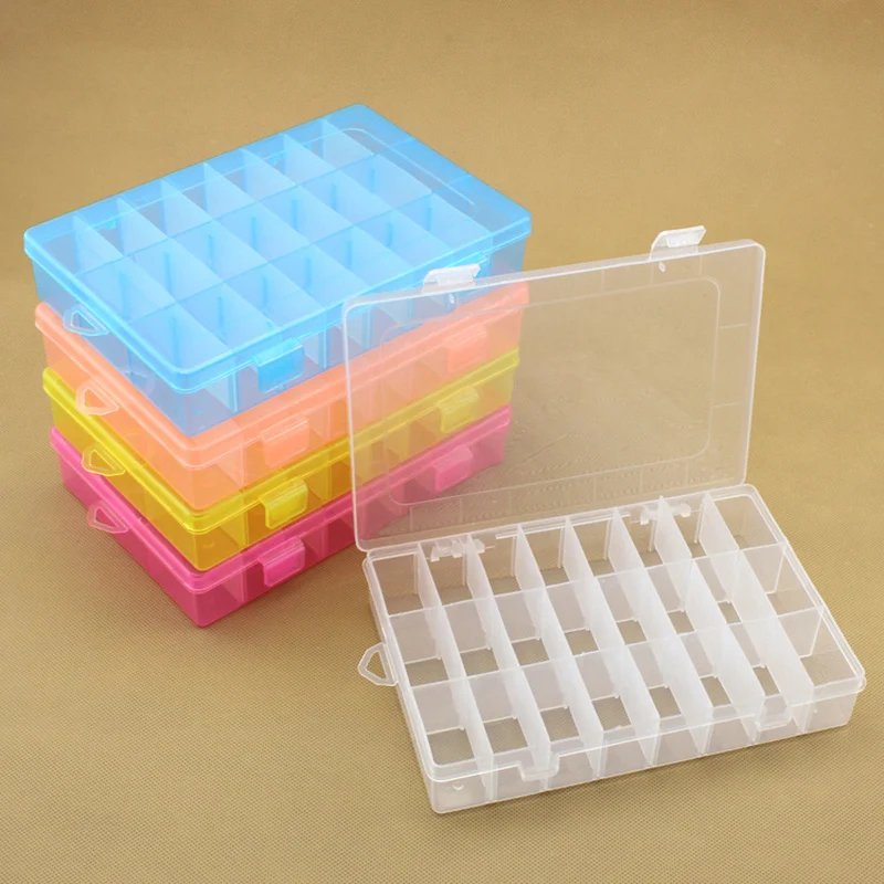 24 Сетки съемный пластиковый ящик для хранения многоцелевой бусины Серьги Ювелирные таблетки Типсы Дисплей Чехол для хранения