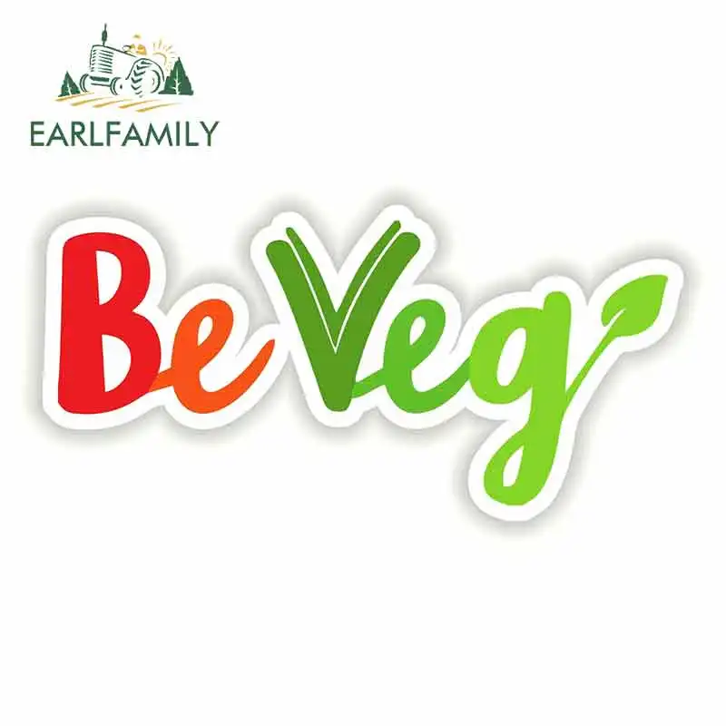 

EARLFAMILY 15cm x 7.1cm for Be Veg Vegan Logo Car Stickers Helmet Motorcycle Sunscreen Vinyl JDM Truck Graphics Car Accessories
