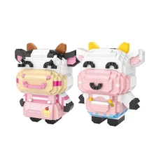 

Cartoon Cute Calf Miniature Building Blocks DIY Animal Model Movable Dolls Assembling Bricks Children's Educational Toys Gifts