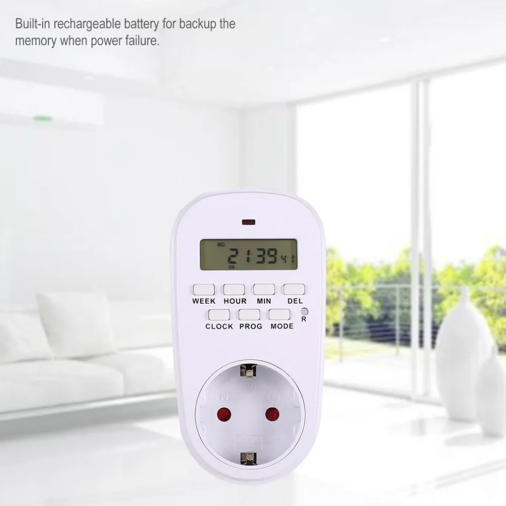 

Mini Digital LCD 230V 16A Timer Switch Socket Outlet Plug-in Time Countdown Energy Saving Programmable Electronic Controller
