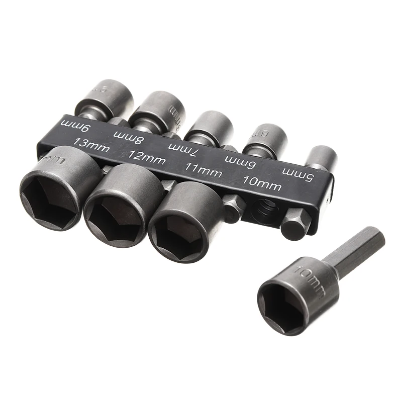 

9Pcs 1/4" Nut Driver Drill Bit Socket Hex Shank Power Wrench Screw 5-13mm Nut Driver Set Metric Socket Adapter