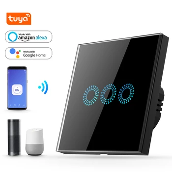 

Touch WiFi Smart Switch Black (Zero FireWire) Tuya WiFi Smart Switch Wall Switch 1 2 3 Gang Alexa Compatible Light Black Switch