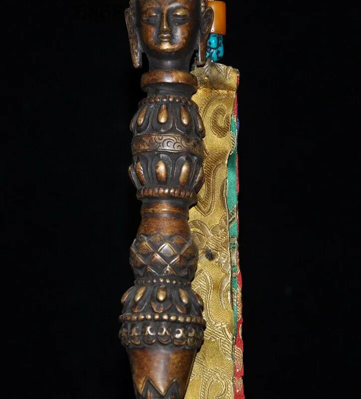 Свадебное украшение 2" тибетская бронза Tara Kwan-yin Sakyamuni Phurpa Dorje Pestle Vajra FaQi деревянная основа