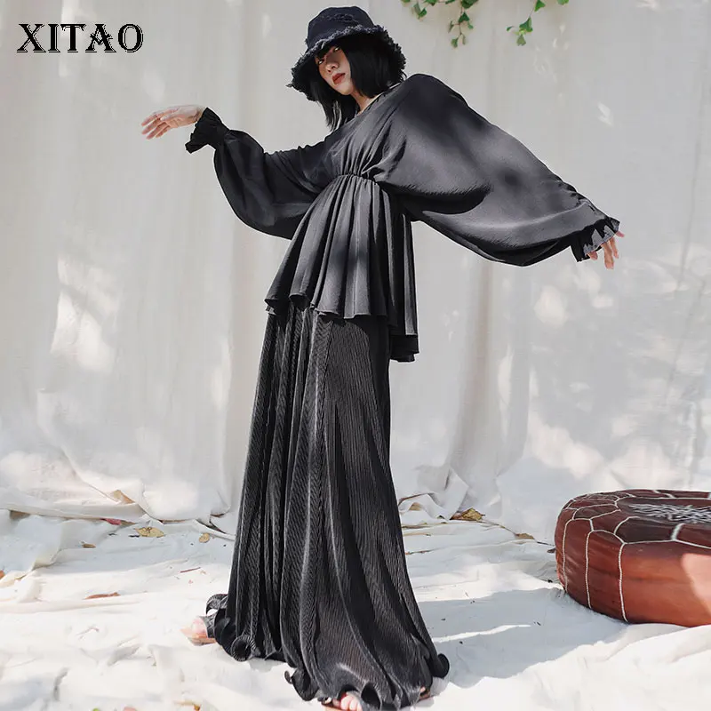 

XITAO 2020 Spring New High-waist Mopping Flared Pants Women Fashion Trend Plus Size Casual Trousers Harajuku Black DMY3217