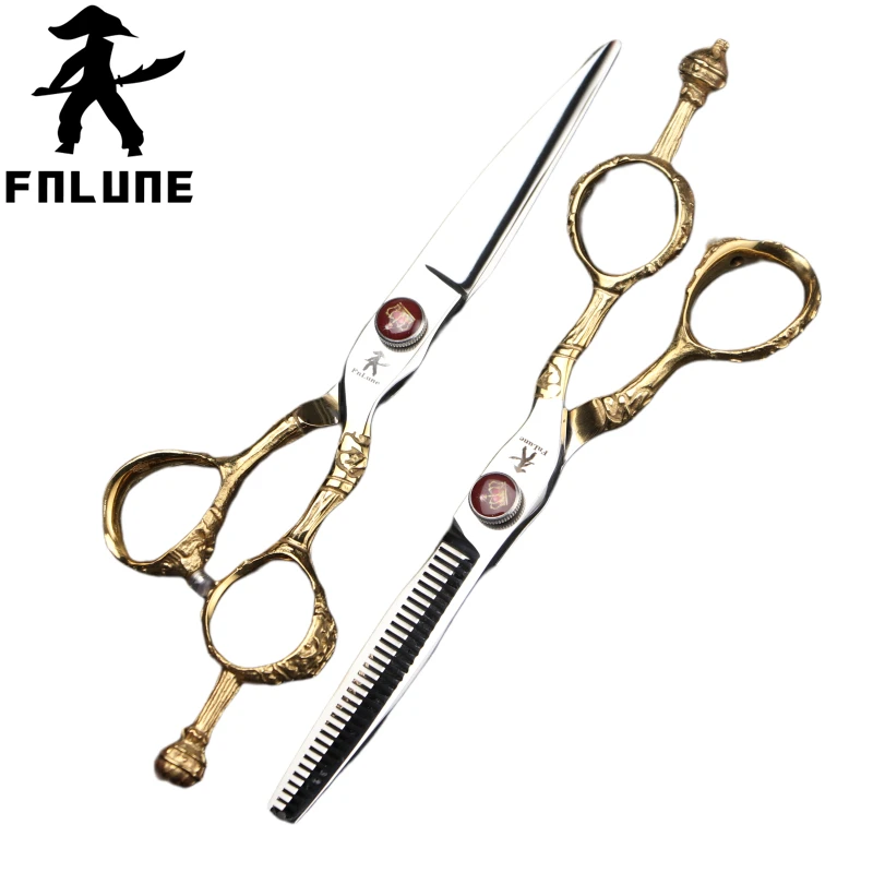 

FnLune Golden Crown Seamless Standard Tooth Scissors Professional Hair Salon Scissors Cut Barber Haircut Thinning Shear Scissors