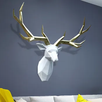 

Home Decoration / Animal Statue Resin Deer Head Wall Decoration Living Room Mural KTV Hotel Wall Decoration 3D Deer Head Pendant
