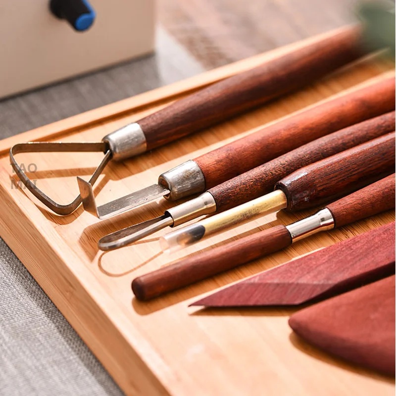 8 Pieces of Commonly Used Mud Shaping Tool Set Steel Needle Scraper Cutting Mud Line Clay Sculpture DIY Trimming Punching Tool
