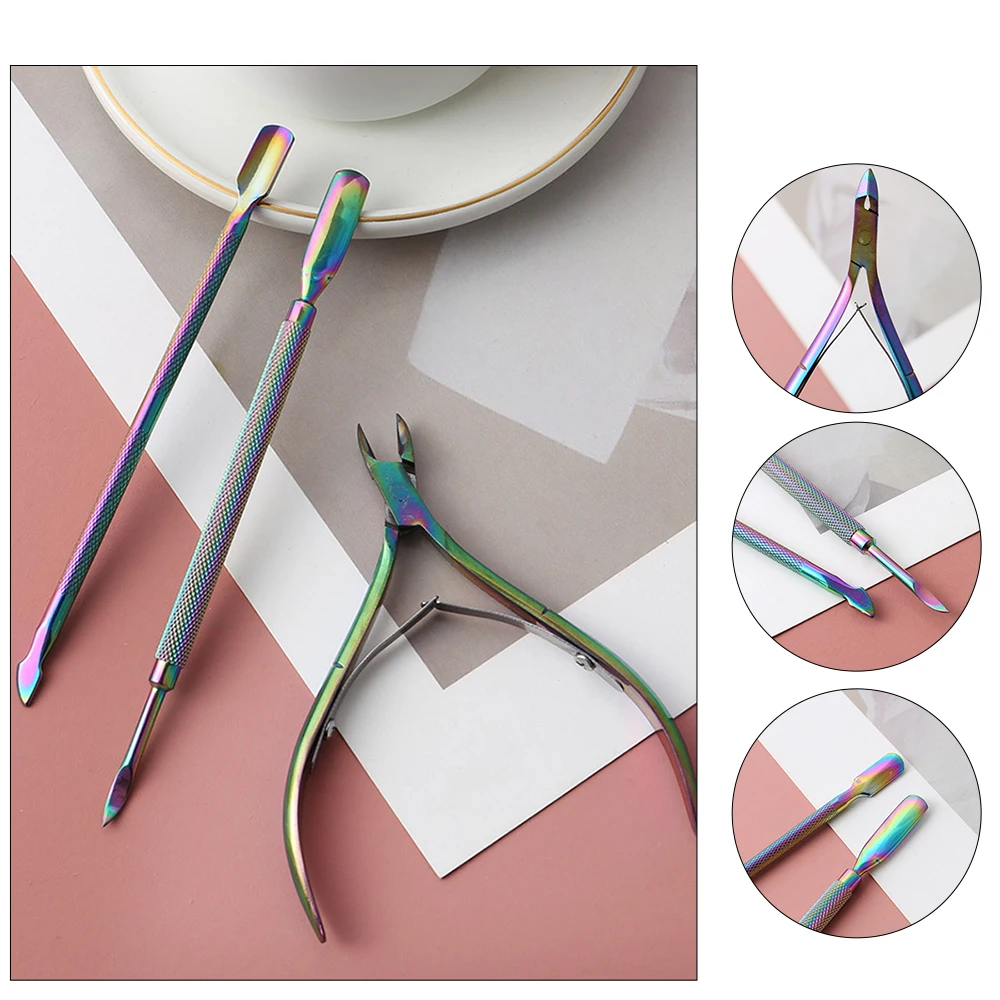 Pink Gold Cuticle Nipper and Pusher Set for Nail Care