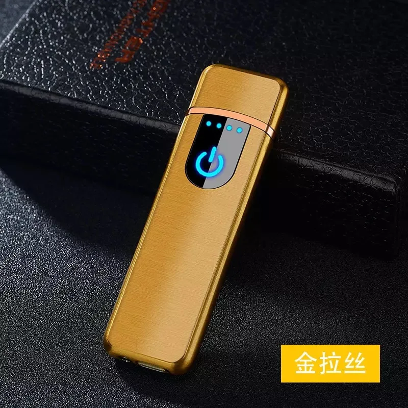 Можно положить чехол для сигарет usb зарядка для сигарет; защита от ветра прикуриватель для курения металлический подарок на заказ перезаряжаемый - Цвет: Gold