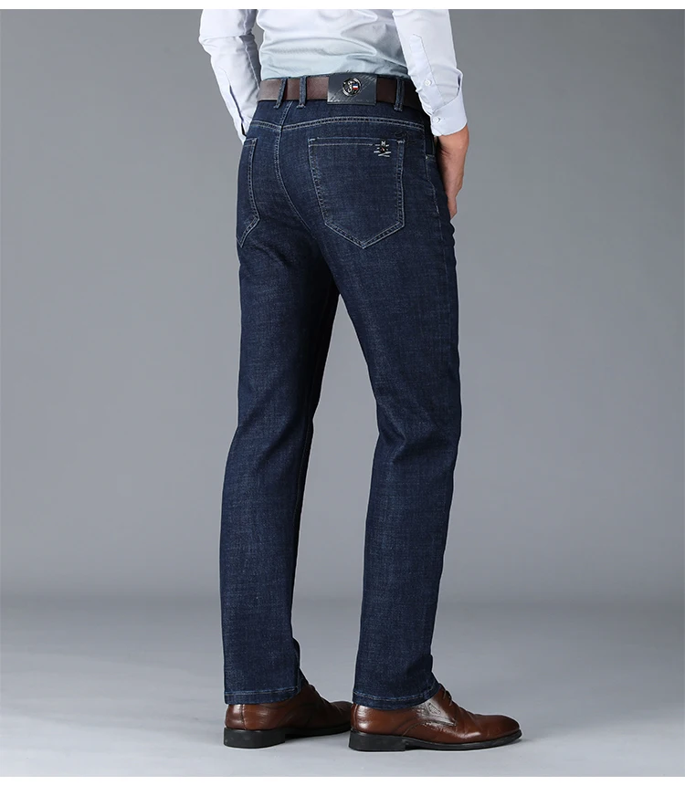 Прямые мужские джинсы Xuansheng, новинка, синие, черные, темные, плотные, классические, стрейч, Бизнес Стиль, повседневные, свободные, уличная одежда, джинсы