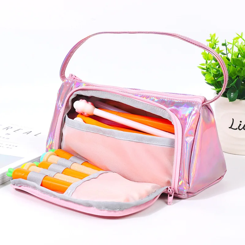

Large Capacity Iridescent Laser PU Pencil Case Pencilcase School Pen Case Supplies Pencil Bag School Box Pencils Pouch For Pen