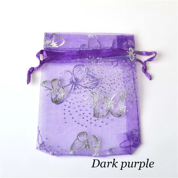 100pcs/lot Wholesale 7x9, 9x12, 11x16, 13x18 cm Butterfly Organza Wedding Candy Jewelry Packing Drawstring Pouch Decoration