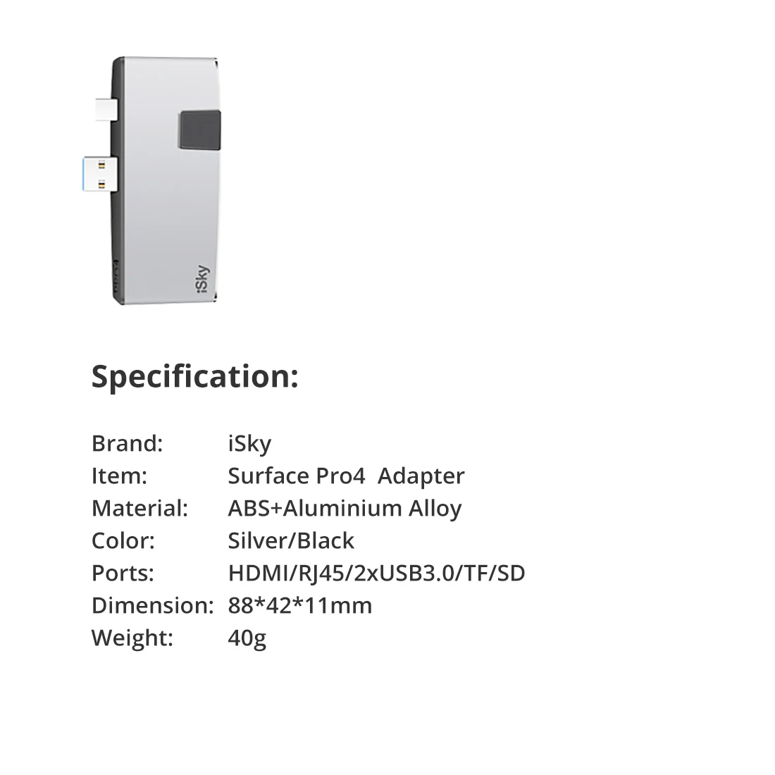 ISky для microsoft Surface usb-хаб док-станция для Surface Pro4 концентратор Порт репликатор USB3.0 HDMI LAN Ethernet SD TF