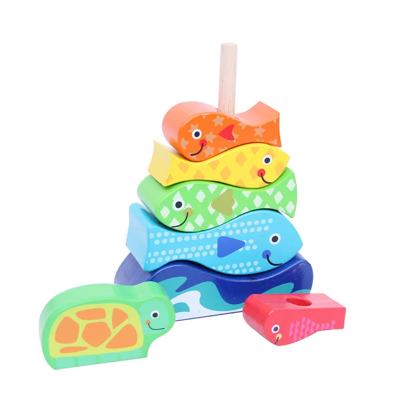 Детская Радужная башня, кольцо, игрушечные стопки, высотный слой, Дженга, деревянный пазл, цветной набор, колонна, один год, строительные блоки, игрушка M3305