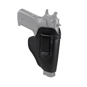 

Right Hand Gun Holster IWB Holster Leather Concealed with Clip for S&W M&P Shield 9mm Glock 17 19 or All Similar Sized Handguns