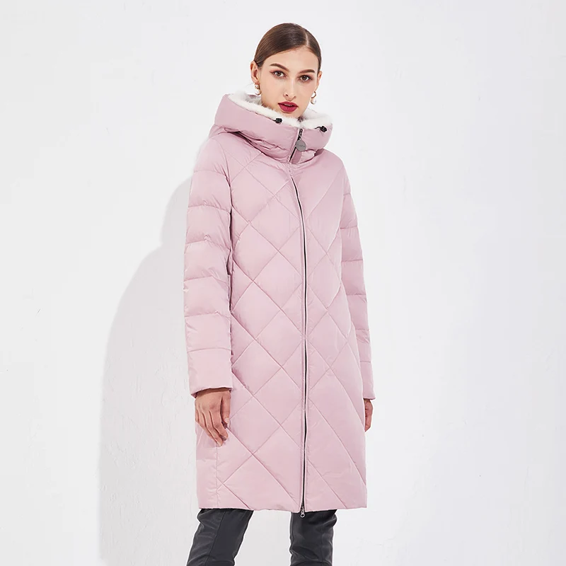 Pink EURASIA/ Новое поступление женских зимних пальто, Толстая куртка из натурального меха норки, офисные женские модные длинные парки, одежда синего цвета, YD1893 - Цвет: Pink